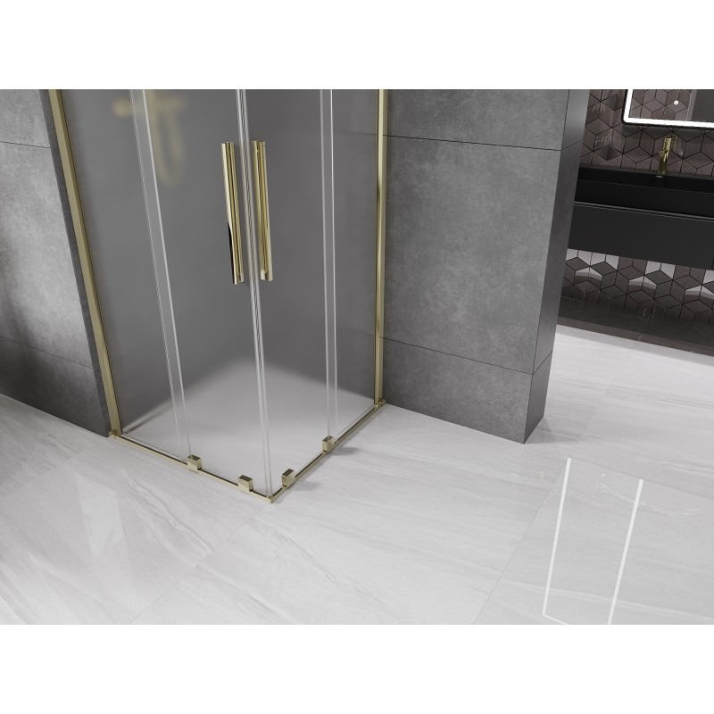 Mexen Velar Duo Duschkabine zum Schieben 100 x 100 cm, Milchglas, Gold - 871-100-100-32-50