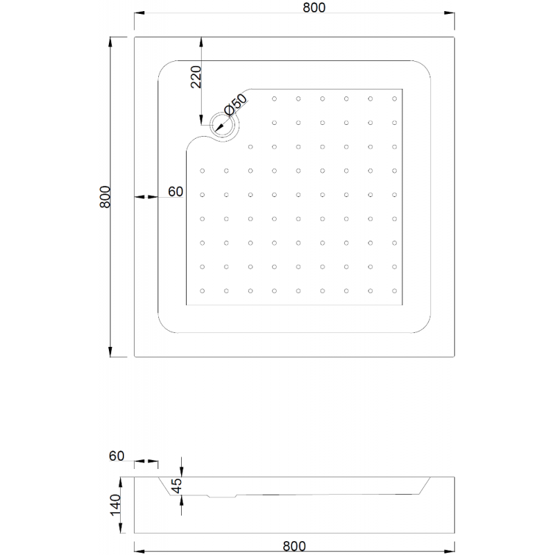Mexen Rio quadratische Duschkabine 80 x 80 cm, weiße Streifen, Chrom + Duschwanne, weiß - 860-080-080-01-20-4510