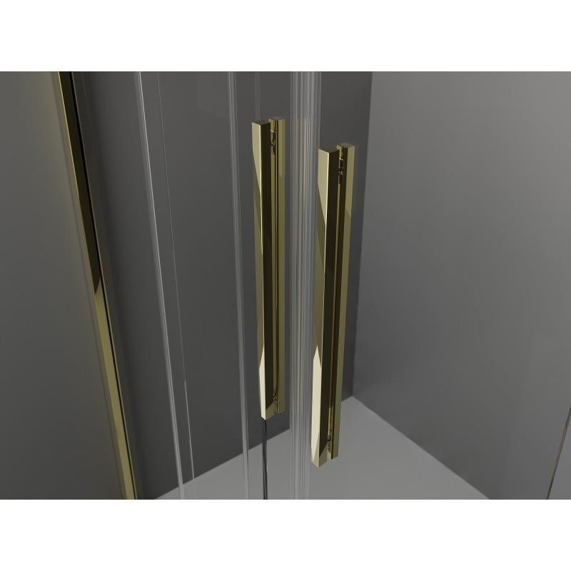 Mexen Velar Duo Duschkabine zum Schieben 100 x 100 cm, Milchglas, Gold - 871-100-100-32-50