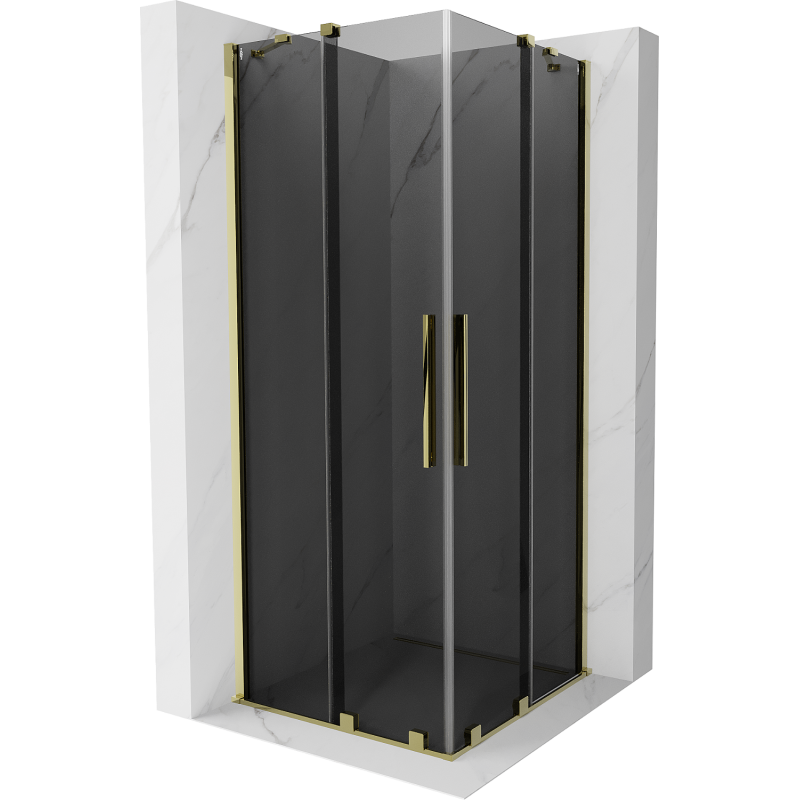 Mexen Velar Duo Duschkabine, Schiebetür, 80 x 80 cm, grafit, gold - 871-080-080-42-50