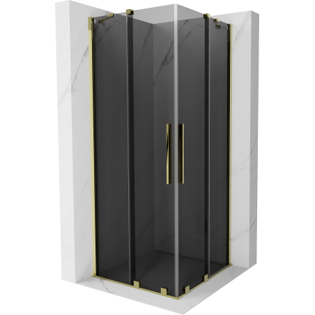 Mexen Velar Duo Duschkabine, Schiebetür, 80 x 80 cm, grafit, gold - 871-080-080-42-50