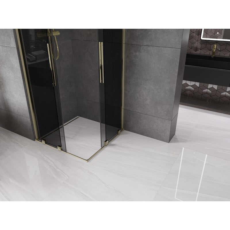 Mexen Velar Duo Schiebeduschkabine 90 x 90 cm, Graphit, Gold - 871-090-090-42-50