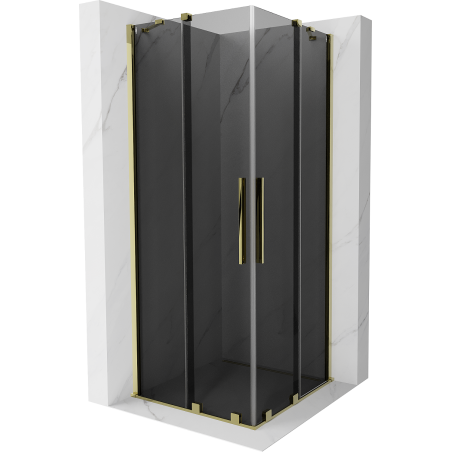 Mexen Velar Duo Schiebeduschkabine 100 x 100 cm, Graphit, Gold - 871-100-100-42-50