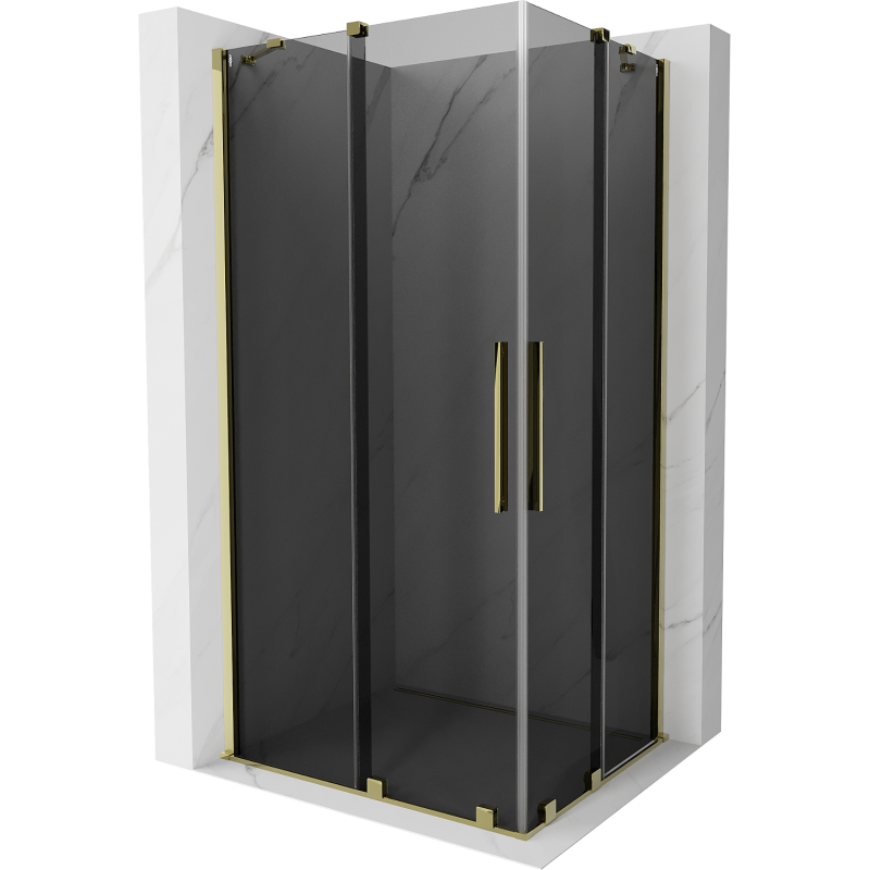 Mexen Velar Duo Duschkabine schiebbar 90 x 80 cm, Graphit, Gold - 871-090-080-42-50