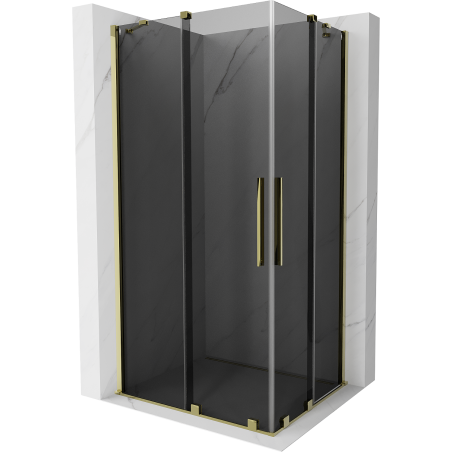 Mexen Velar Duo Duschkabine schiebbar 90 x 80 cm, Graphit, Gold - 871-090-080-42-50
