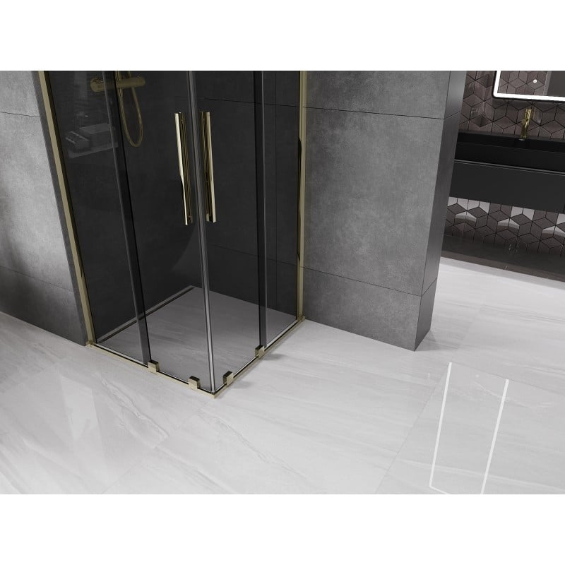 Mexen Velar Duo Schiebeduschkabine 90 x 90 cm, Graphit, Gold - 871-090-090-42-50