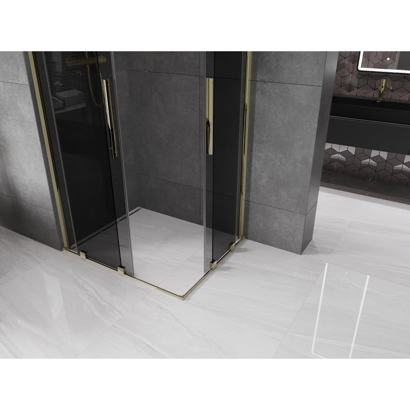 Mexen Velar Duo Duschkabine schiebbar 90 x 80 cm, Graphit, Gold - 871-090-080-42-50