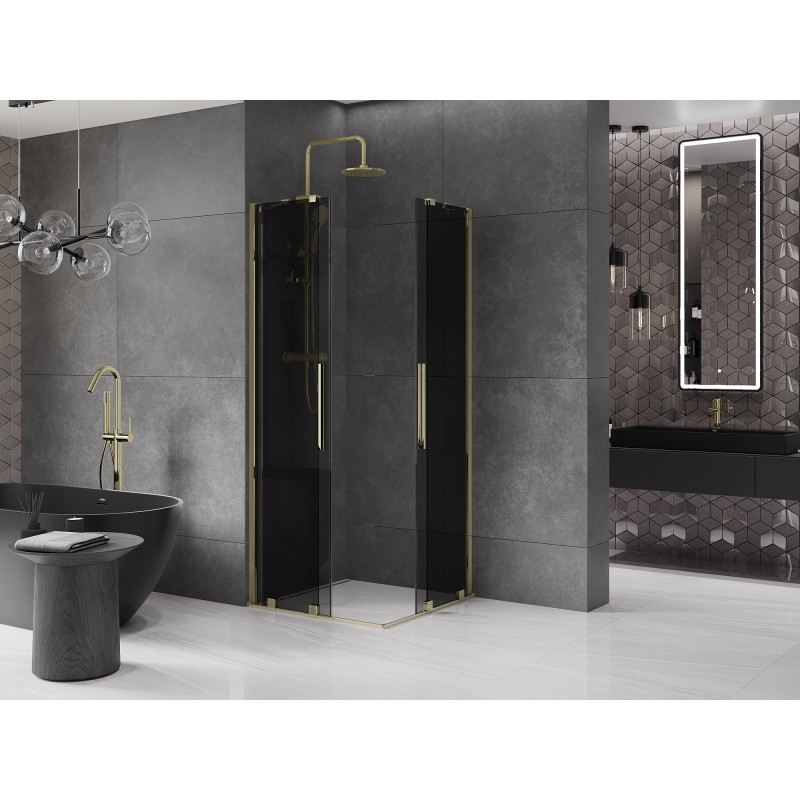 Mexen Velar Duo Schiebeduschkabine 100 x 100 cm, Graphit, Gold - 871-100-100-42-50
