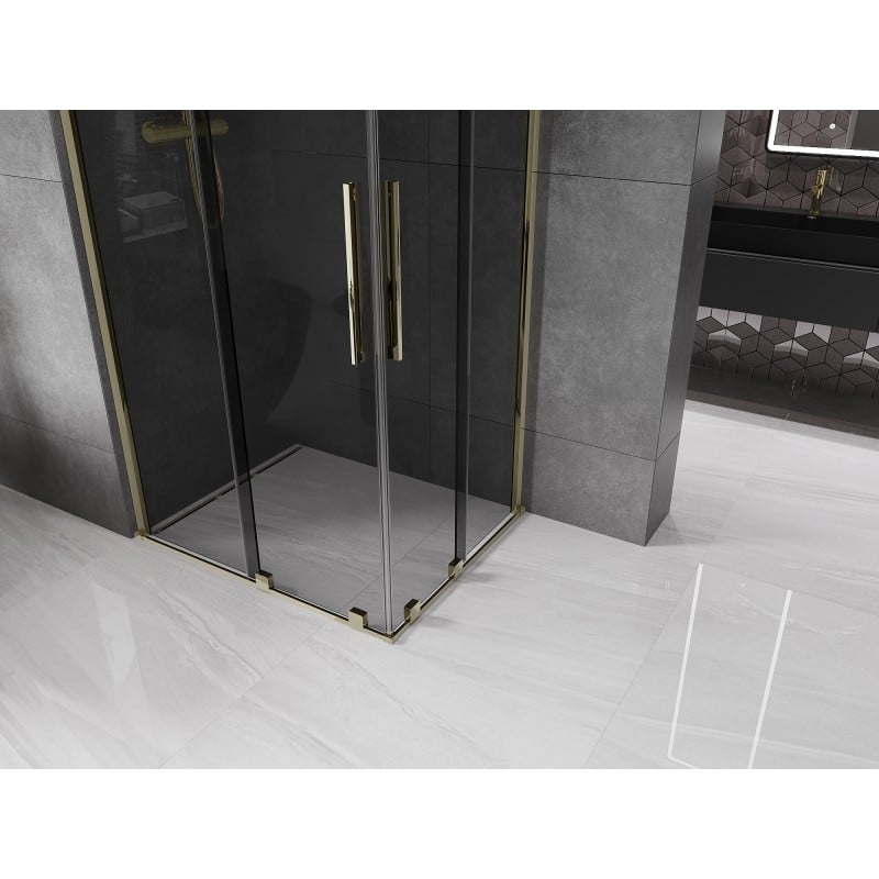 Mexen Velar Duo Duschkabine schiebbar 90 x 80 cm, Graphit, Gold - 871-090-080-42-50