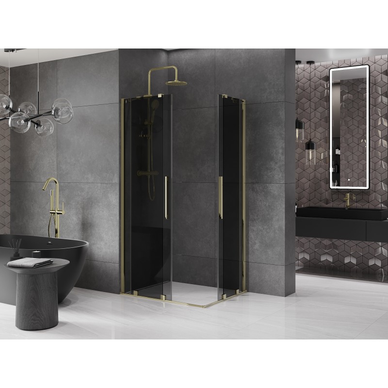 Mexen Velar Duo Schiebeduschkabine 100 x 90 cm, Graphit, Gold - 871-100-090-42-50