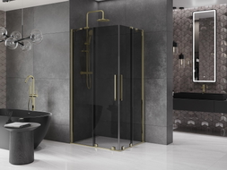 Mexen Velar Duo Duschkabine schiebbar 90 x 80 cm, Graphit, Gold - 871-090-080-42-50