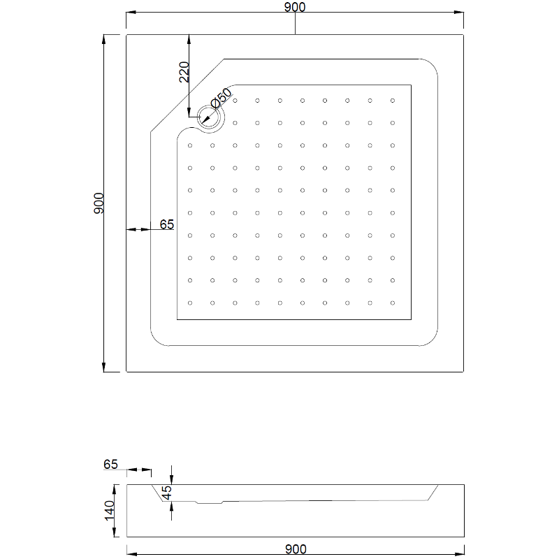 Mexen Rio quadratische Duschkabine 90 x 90 cm, weiße Streifen, Chrom + Duschwanne, weiß - 860-090-090-01-20-4510