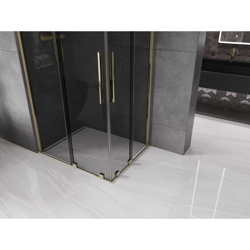 Mexen Velar Duo Schiebeduschkabine 100 x 90 cm, Graphit, Gold - 871-100-090-42-50