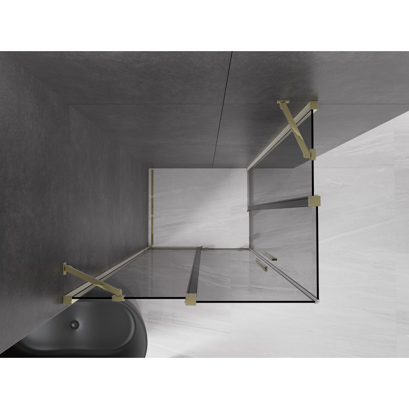 Mexen Velar Duo Duschkabine schiebbar 90 x 80 cm, Graphit, Gold - 871-090-080-42-50