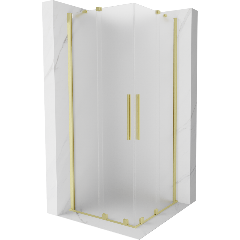 Mexen Velar Duo Schiebeduschkabine 90 x 90 cm, matt, gebürstetes Gold - 871-090-090-32-55
