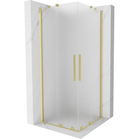 Mexen Velar Duo Schiebeduschkabine 90 x 90 cm, matt, gebürstetes Gold - 871-090-090-32-55