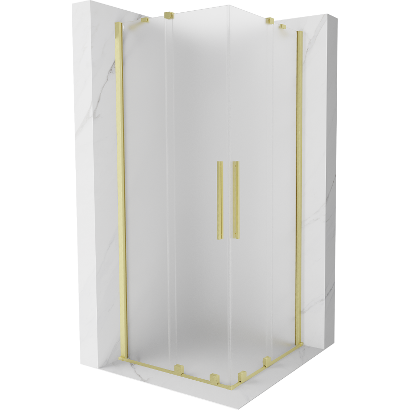 Mexen Velar Duo Schiebeduschkabine 100 x 100 cm, matt, gebürstetes Gold - 871-100-100-32-55