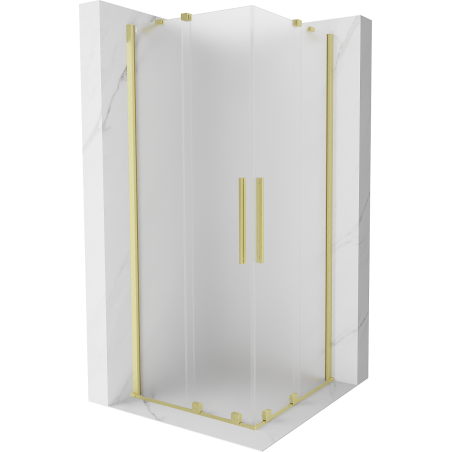 Mexen Velar Duo Schiebeduschkabine 100 x 100 cm, matt, gebürstetes Gold - 871-100-100-32-55