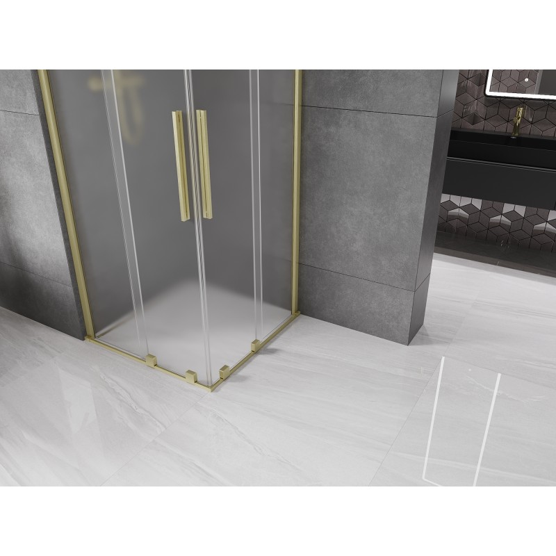 Mexen Velar Duo Schiebeduschkabine 90 x 90 cm, matt, gebürstetes Gold - 871-090-090-32-55