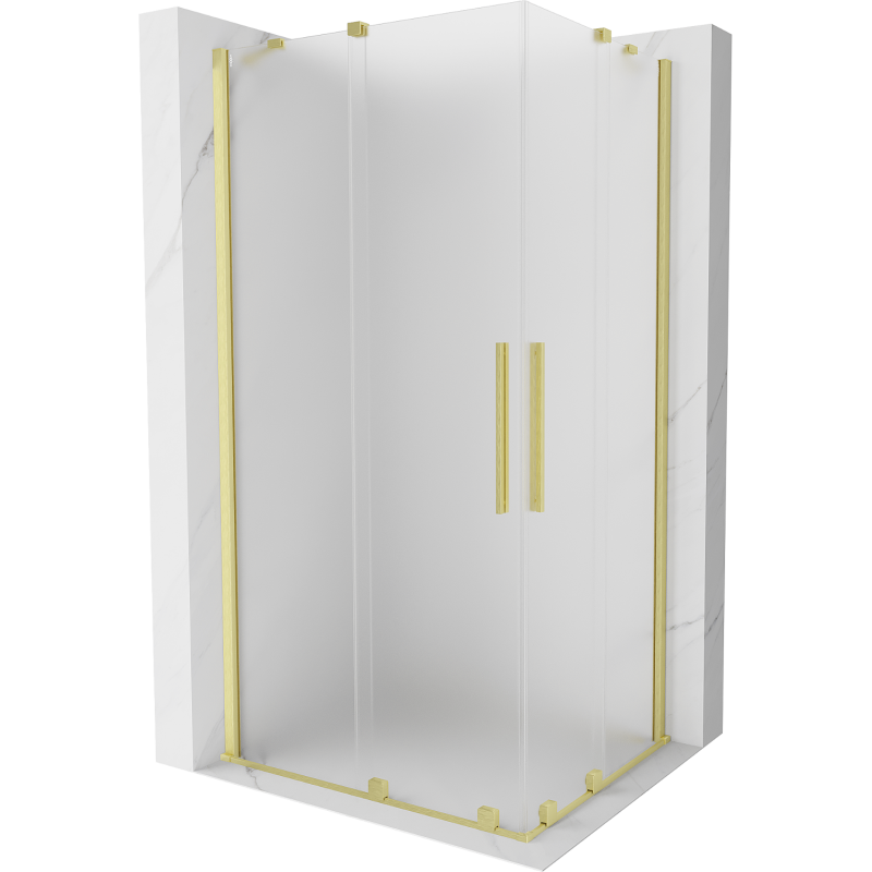 Mexen Velar Duo Schiebeduschkabine 90 x 80 cm, matt, gebürstetes Gold - 871-090-080-32-55