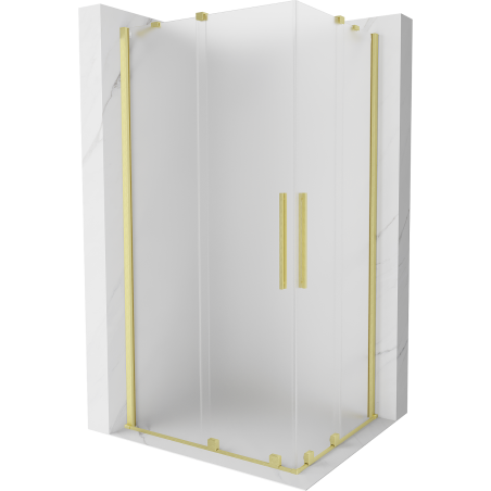 Mexen Velar Duo Schiebeduschkabine 90 x 80 cm, matt, gebürstetes Gold - 871-090-080-32-55