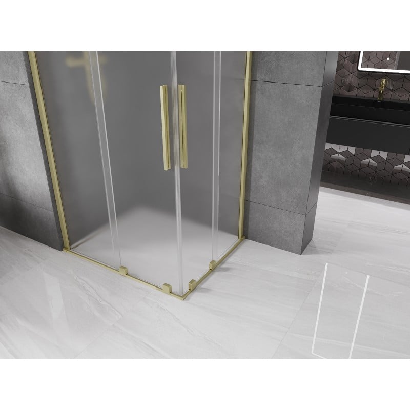 Mexen Velar Duo Duschkabine Schiebetür 100 x 90 cm, mattiert, gebürstetes Gold - 871-100-090-32-55