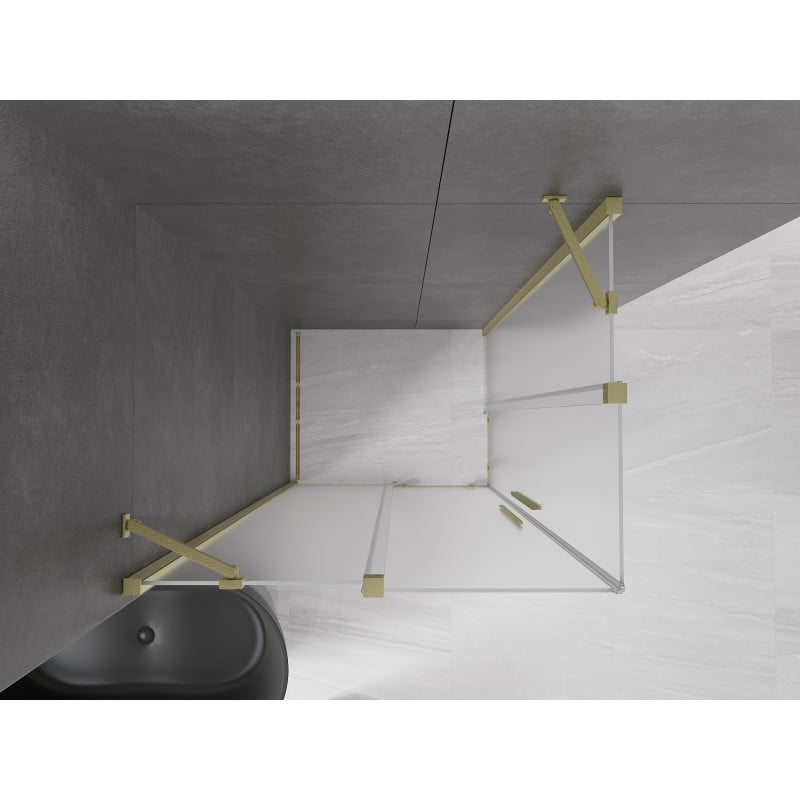 Mexen Velar Duo Schiebeduschkabine 90 x 80 cm, matt, gebürstetes Gold - 871-090-080-32-55