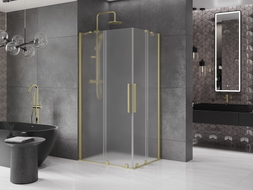 Mexen Velar Duo Schiebeduschkabine 90 x 80 cm, matt, gebürstetes Gold - 871-090-080-32-55