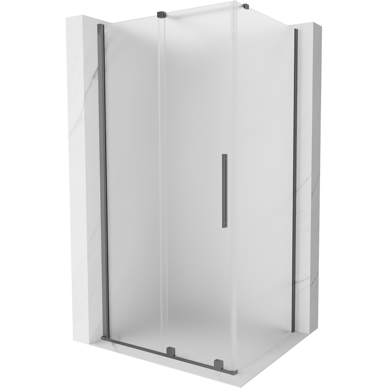 Mexen Velar Duschkabine verschiebbar 140 x 100 cm, Frost, Gun Metal - 871-140-100-31-95