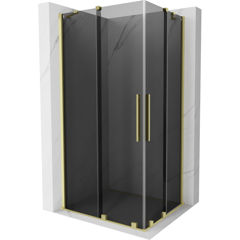Mexen Velar Duo Duschkabine Schiebetür 100 x 90 cm, Graphit, gebürstetes Gold - 871-100-090-42-55