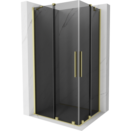 Mexen Velar Duo Duschkabine Schiebetür 100 x 90 cm, Graphit, gebürstetes Gold - 871-100-090-42-55