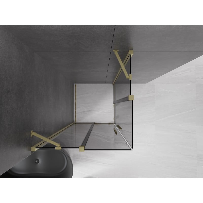 Mexen Velar Duo Schiebeduschkabine 80 x 80 cm, Graphit, gebürstetes Gold - 871-080-080-42-55