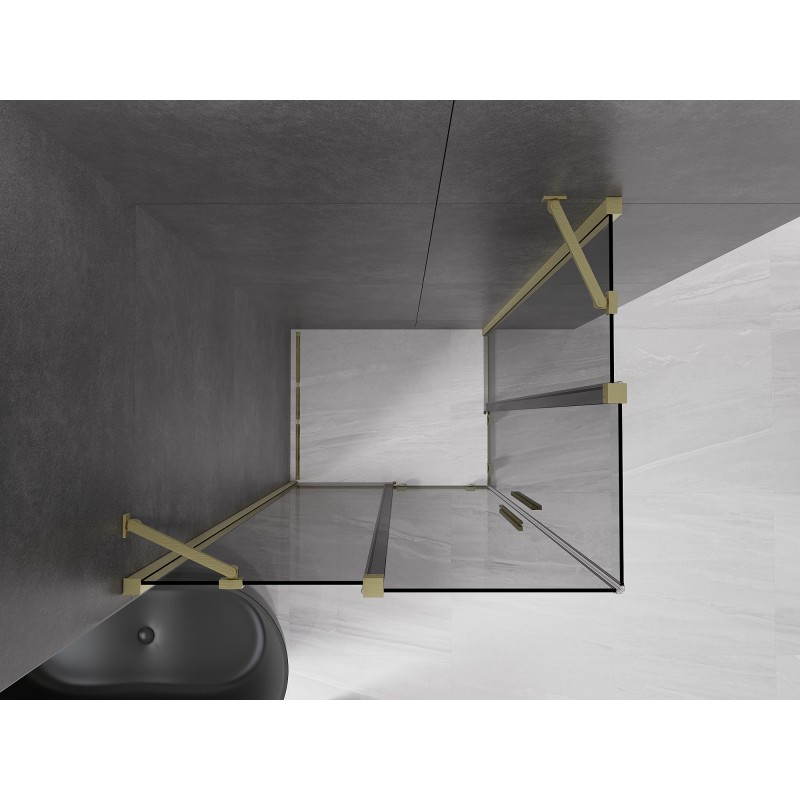 Mexen Velar Duo Duschkabine Schiebetür 100 x 90 cm, Graphit, gebürstetes Gold - 871-100-090-42-55