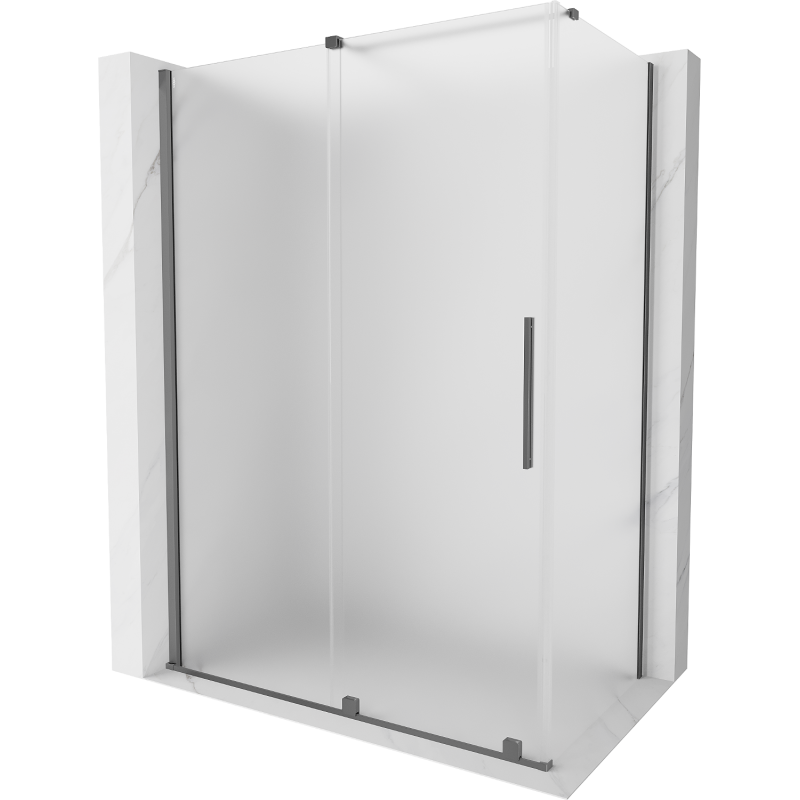 Mexen Velar Duschkabine Schiebetür 150 x 85 cm, mattiert, Gun Metal - 871-150-085-31-95