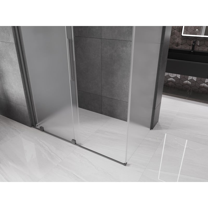 Mexen Velar Schiebeduschkabine 150 x 80 cm, mattiert, Gun Metal - 871-150-080-31-95