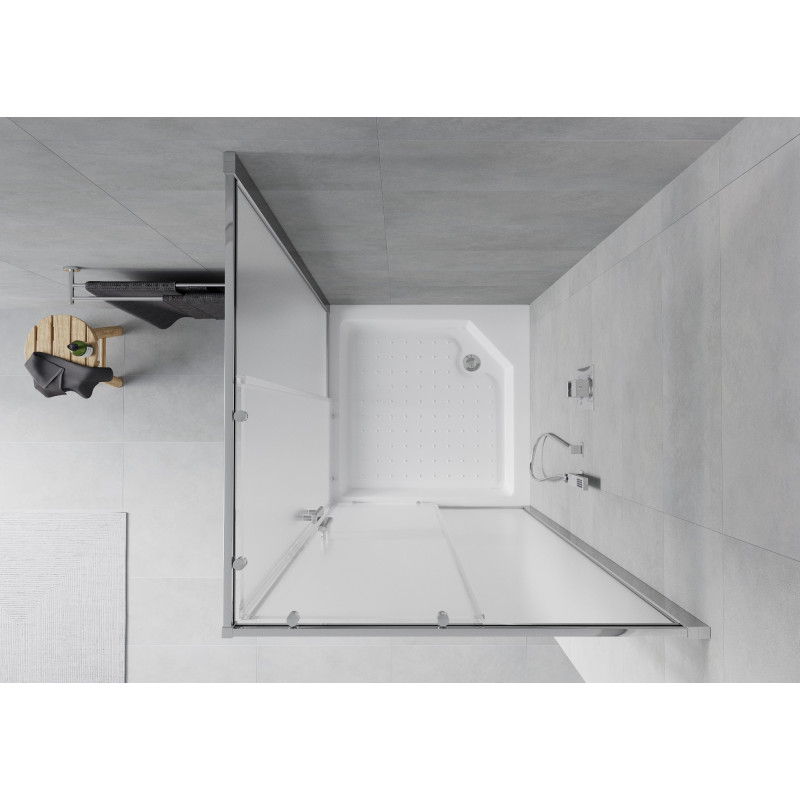 Mexen Rio Quadratische Duschkabine 90 x 90 cm, mattiert, Chrom + Duschwanne, weiß - 860-090-090-01-30-4510