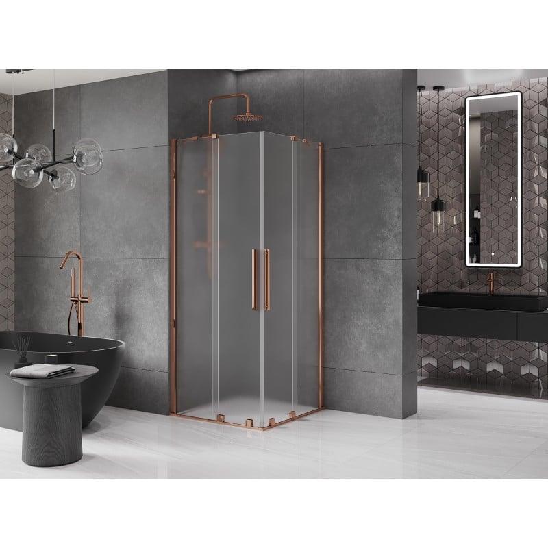 Mexen Velar Duo Schiebeduschkabine 90 x 90 cm, matt, Roségold - 871-090-090-32-60