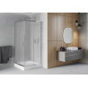 Mexen Rio Quadratische Duschkabine 90 x 90 cm, mattiert, Chrom + Duschwanne, weiß - 860-090-090-01-30-4510