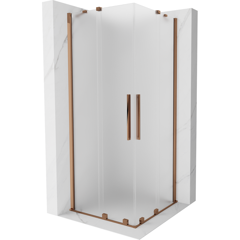 Mexen Velar Duo Schiebeduschkabine 80 x 80 cm, Mattglas, Roségold - 871-080-080-32-60