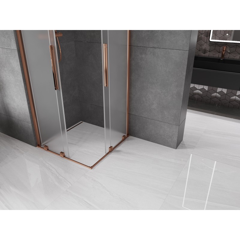 Mexen Velar Duo Schiebeduschkabine 80 x 80 cm, Mattglas, Roségold - 871-080-080-32-60