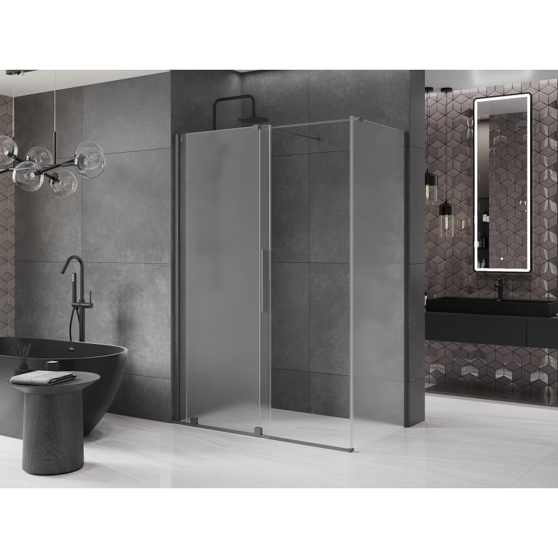 Mexen Velar Duschkabine Schiebetür 160 x 85 cm, matt, Gun Metal - 871-160-085-31-95