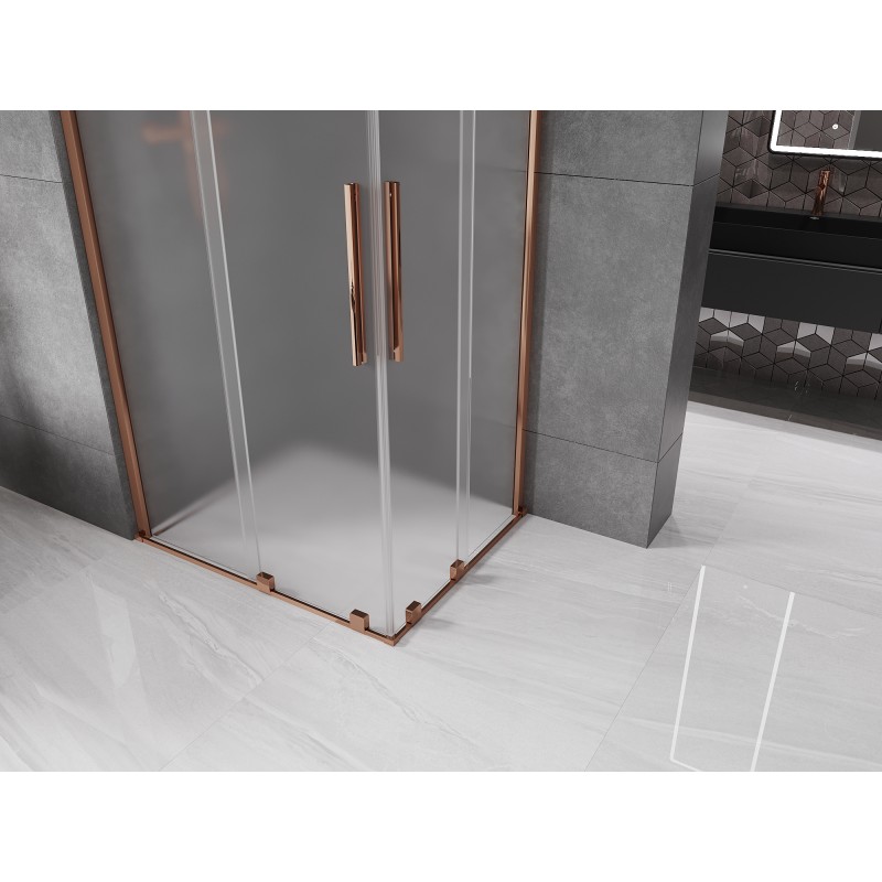 Mexen Velar Duo Duschkabine, verschiebbar 90 x 80 cm, matt, Roségold - 871-090-080-32-60