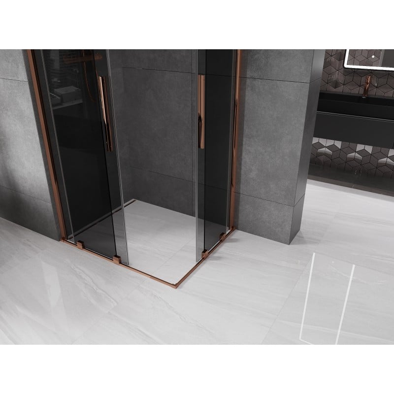 Mexen Velar Duo Schiebeduschkabine 100 x 90 cm, Graphit, Roségold - 871-100-090-42-60