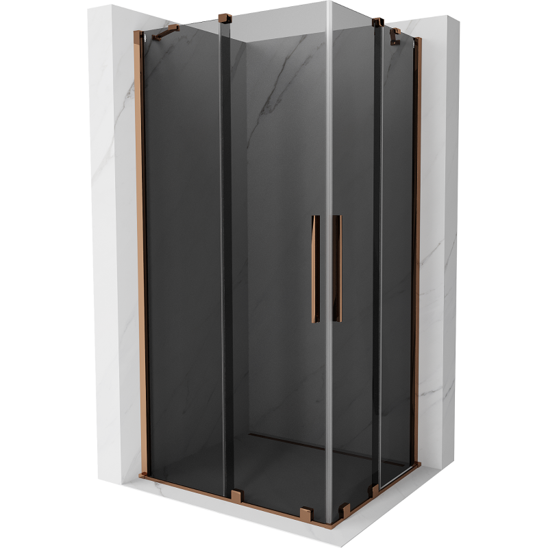 Mexen Velar Duo Schiebeduschkabine 100 x 90 cm, Graphit, Roségold - 871-100-090-42-60