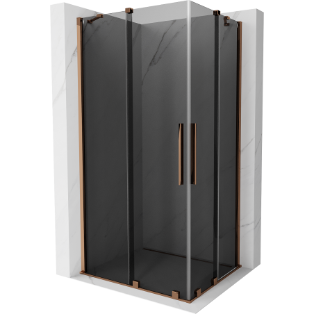 Mexen Velar Duo Schiebeduschkabine 100 x 90 cm, Graphit, Roségold - 871-100-090-42-60