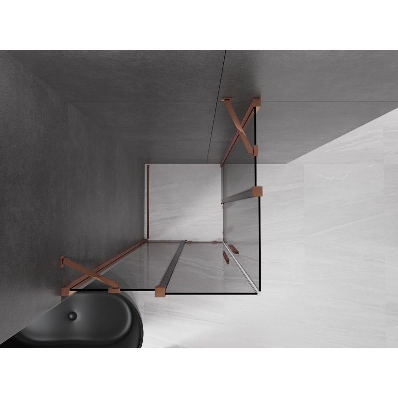 Mexen Velar Duo Schiebeduschkabine 90 x 90 cm, Graphit, Roségold - 871-090-090-42-60