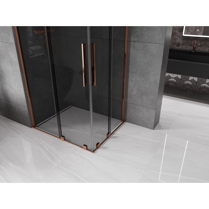 Mexen Velar Duo Schiebeduschkabine 100 x 90 cm, Graphit, Roségold - 871-100-090-42-60
