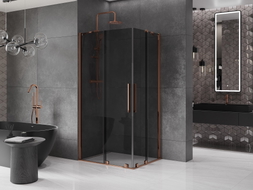 Mexen Velar Duo Schiebeduschkabine 100 x 90 cm, Graphit, Roségold - 871-100-090-42-60