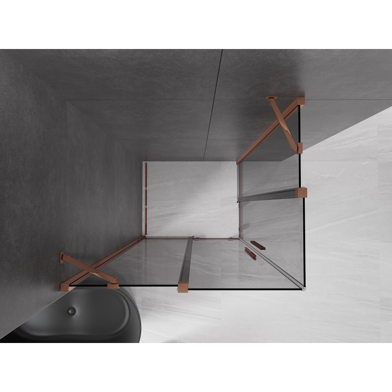 Mexen Velar Duo Schiebeduschkabine 100 x 90 cm, Graphit, Roségold - 871-100-090-42-60