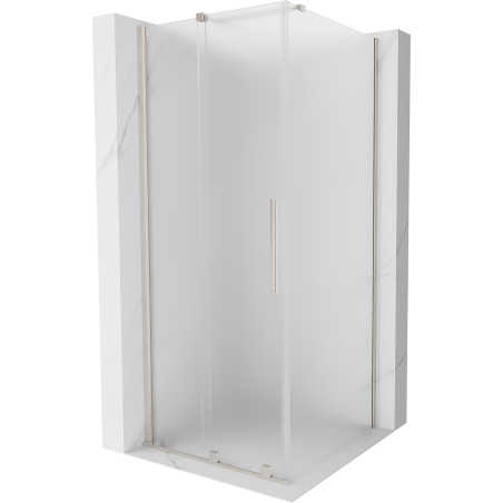 Mexen Velar Duschkabine Schiebetür 90 x 90 cm, Frost, gebürsteter Nickel - 871-090-090-31-97
